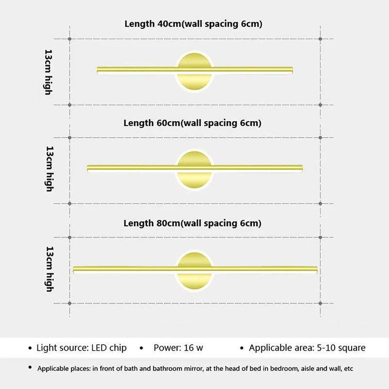 lampes murale, LED moderne pour miroir, luminaire décoratif d'intérieur, éclairage LED