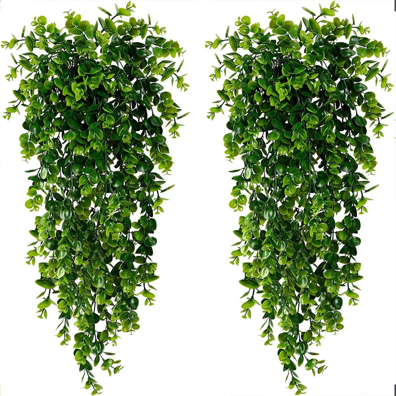 plantes artificielles suspendues en fausse feuille d'eucalyptus