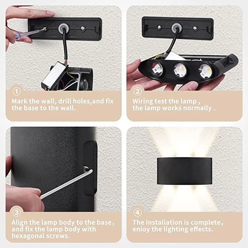 lampe murales , LED modernes pour intérieur et extérieur, éclairage blanc à intensité variable