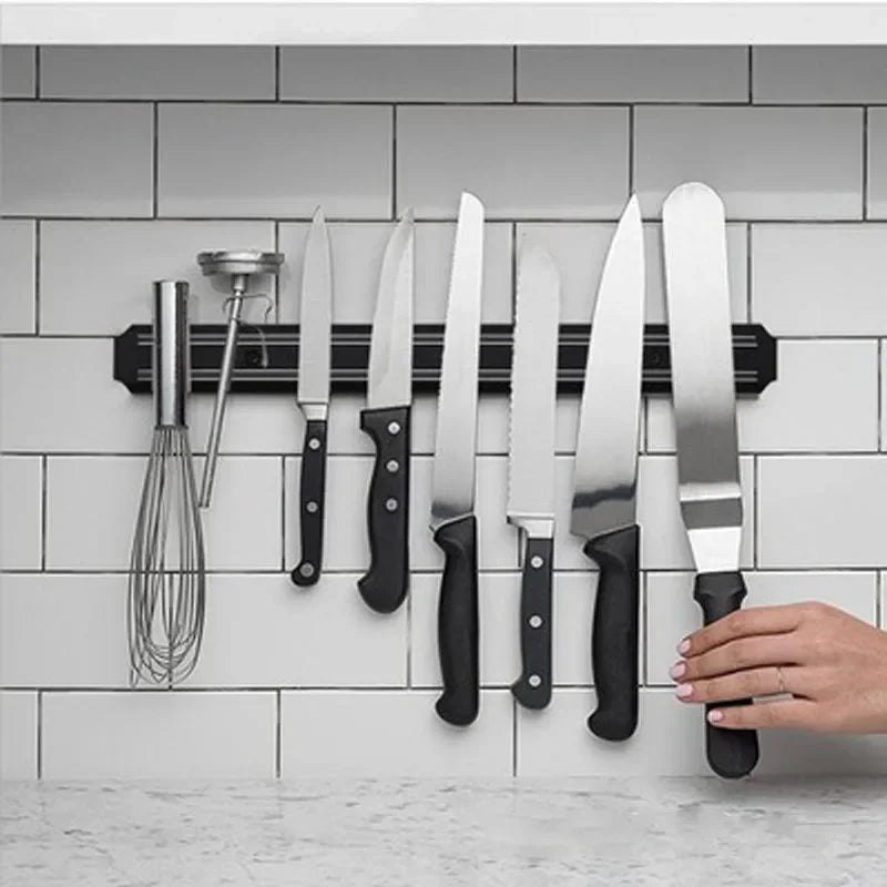 Bloc à couteaux magnétique puissant en acier inoxydable, support mural pour couteaux de cuisine