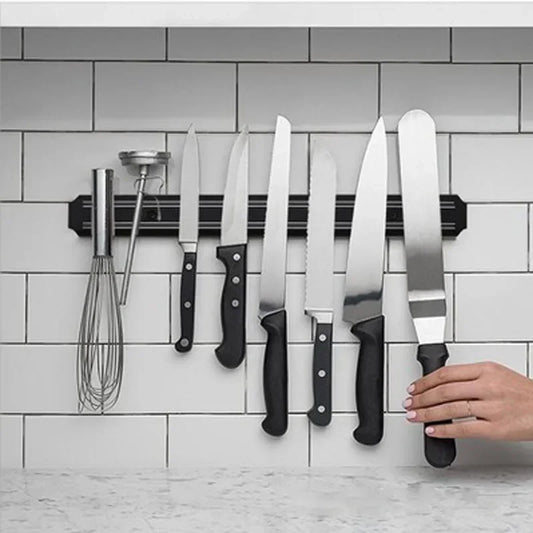 Bloc à couteaux magnétique puissant en acier inoxydable, support mural pour couteaux de cuisine