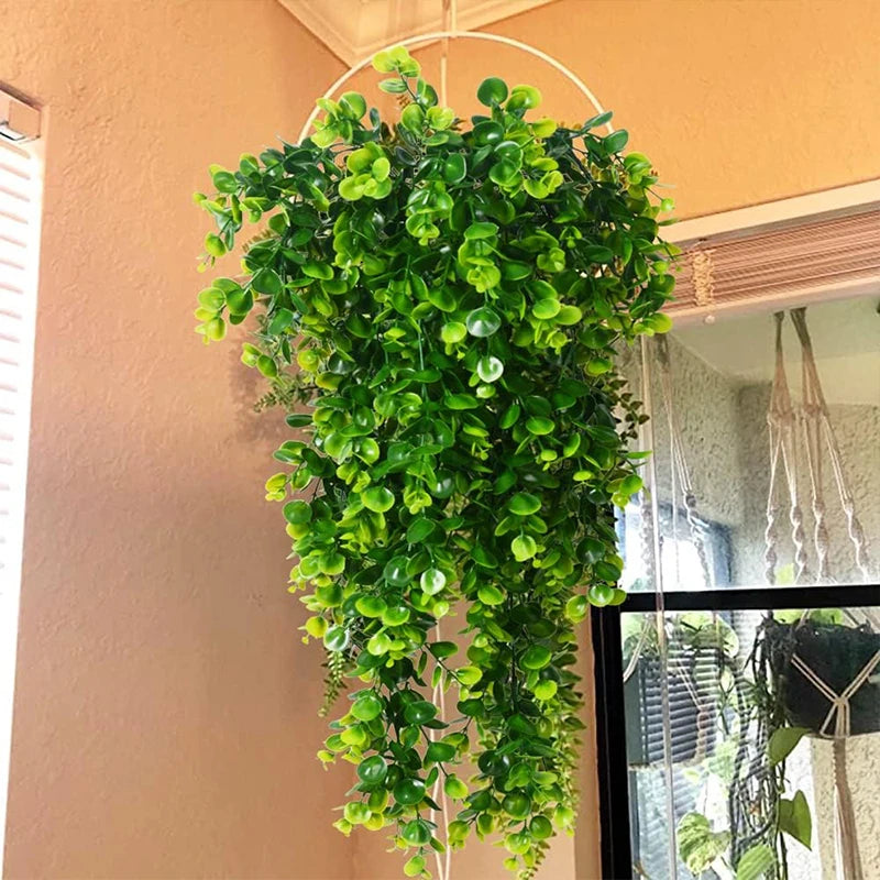 plantes artificielles suspendues en fausse feuille d'eucalyptus
