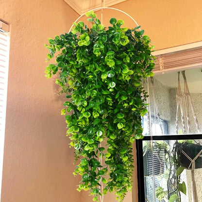 plantes artificielles suspendues en fausse feuille d'eucalyptus