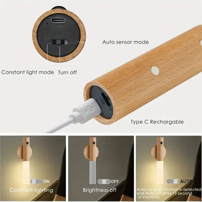 Lampe murale magnétique rechargeable à LED avec détecteur de mouvement intelligent et portable