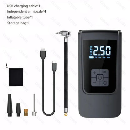 gonfleur électrique  sans fil, compresseur d'air électrique avec écran LCD numérique pour voiture, moto, vélo, ballon