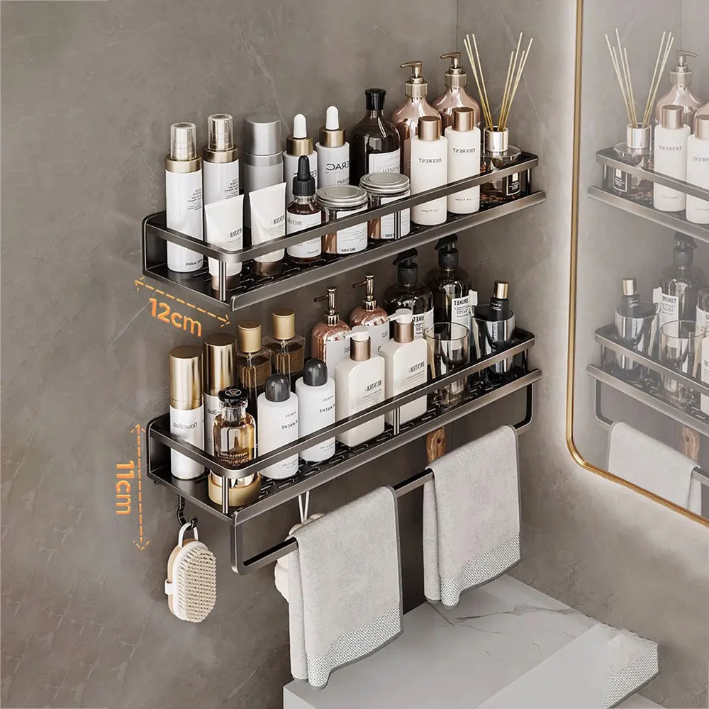 Étagère de salle de bain en aluminium sans perforation