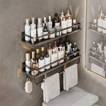 Étagère de salle de bain en aluminium sans perforation