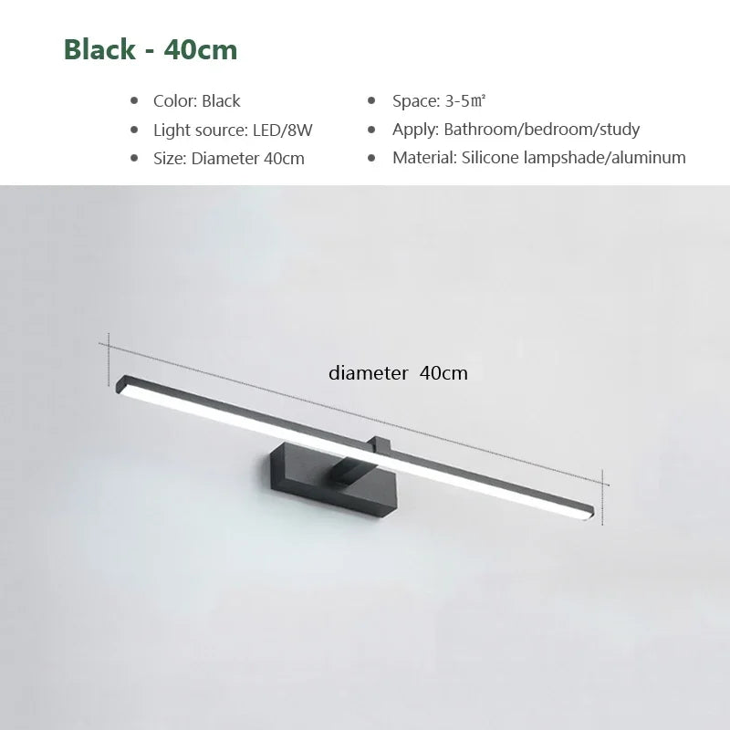 lampe murale, LED moderne avec miroir. applique murale à trois couleurs.
