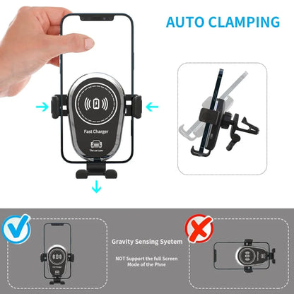 Chargeur sans fil pour voiture, support de téléphone avec sortie d'air, charge rapide pour iPhone 16-12, Samsung, Xiaomi